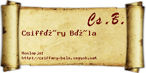 Csiffáry Béla névjegykártya